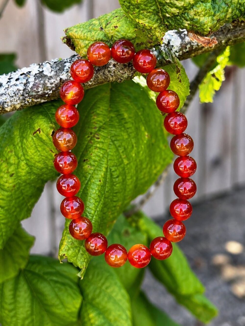Carnelian Gemstone Stretch Bracelet | Handmade - Picture 4 of 6